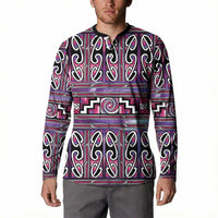 Maori Matariki Button Sweatshirt Pink Galaxy Aesthetic Koru Art