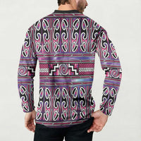 Maori Matariki Button Sweatshirt Pink Galaxy Aesthetic Koru Art