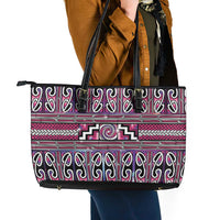 Maori Matariki Leather Tote Bag Pink Galaxy Aesthetic Koru Art LT01 - Polynesian Pride