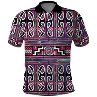 Maori Matariki Polo Shirt Pink Galaxy Aesthetic Koru Art