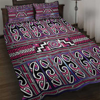 Maori Matariki Quilt Bed Set Pink Galaxy Aesthetic Koru Art
