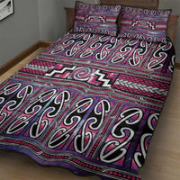 Maori Matariki Quilt Bed Set Pink Galaxy Aesthetic Koru Art
