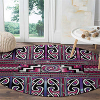 Maori Matariki Round Carpet Pink Galaxy Aesthetic Koru Art LT01 - Polynesian Pride