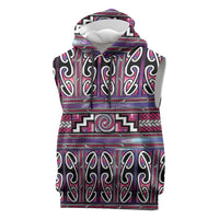 Maori Matariki Sleeveless Hoodie Pink Galaxy Aesthetic Koru Art LT01 Pink - Polynesian Pride