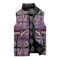 Maori Matariki Sleeveless Puffer Jacket Pink Galaxy Aesthetic Koru Art LT01 - Polynesian Pride