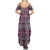 Maori Matariki Summer Maxi Dress Pink Galaxy Aesthetic Koru Art