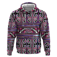 Maori Matariki Zip Hoodie Pink Galaxy Aesthetic Koru Art