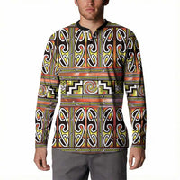 Maori Matariki Button Sweatshirt Yellow Galaxy Aesthetic Koru Art
