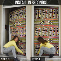 Maori Matariki Door Cover Yellow Galaxy Aesthetic Koru Art