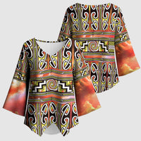 Maori Matariki Kimono Sleeve Blouse Yellow Galaxy Aesthetic Koru Art