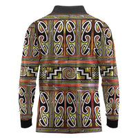 Maori Matariki Long Sleeve Polo Shirt Yellow Galaxy Aesthetic Koru Art LT01 - Polynesian Pride
