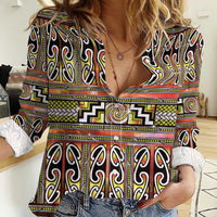 Maori Matariki Women Casual Shirt Yellow Galaxy Aesthetic Koru Art LT01 Female Yellow - Polynesian Pride