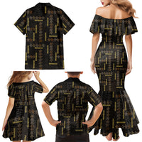 Hawaii Brown Plumeria Lei Black Family Matching Mermaid Dress and Hawaiian Shirt Frangipani Floral Heritage Art