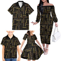 Hawaii Brown Plumeria Lei Black Family Matching Off The Shoulder Long Sleeve Dress and Hawaiian Shirt Frangipani Floral Heritage Art