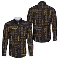 Hawaii Brown Plumeria Lei Black Family Matching Off The Shoulder Long Sleeve Dress and Hawaiian Shirt Frangipani Floral Heritage Art LT01 Dad's Shirt - Long Sleeve Black - Polynesian Pride