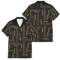 Hawaii Brown Plumeria Lei Black Family Matching Off Shoulder Short Dress and Hawaiian Shirt Frangipani Floral Heritage Art LT01 Dad's Shirt - Short Sleeve Black - Polynesian Pride