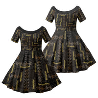 Hawaii Brown Plumeria Lei Black Family Matching Off Shoulder Short Dress and Hawaiian Shirt Frangipani Floral Heritage Art LT01 Daughter's Dress Black - Polynesian Pride