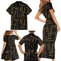 Hawaii Brown Plumeria Lei Black Family Matching Short Sleeve Bodycon Dress and Hawaiian Shirt Frangipani Floral Heritage Art LT01 Mom's Dress Black - Polynesian Pride