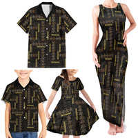 Hawaii Brown Plumeria Lei Black Family Matching Tank Maxi Dress and Hawaiian Shirt Frangipani Floral Heritage Art