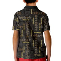 Hawaii Brown Plumeria Lei Black Kid Polo Shirt Frangipani Floral Heritage Art
