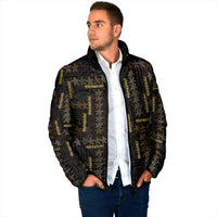 Hawaii Brown Plumeria Lei Black Padded Jacket Frangipani Floral Heritage Art