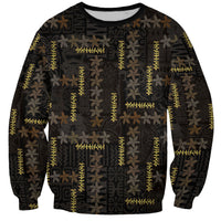 Hawaii Brown Plumeria Lei Black Sweatshirt Frangipani Floral Heritage Art