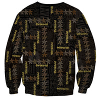 Hawaii Brown Plumeria Lei Black Sweatshirt Frangipani Floral Heritage Art