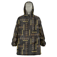 Hawaii Brown Plumeria Lei Black Wearable Blanket Hoodie Frangipani Floral Heritage Art