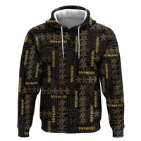 Hawaii Brown Plumeria Lei Black Zip Hoodie Frangipani Floral Heritage Art