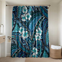 Polynesian Hibiscus Tropical Blue Floral Bathroom Set Tribal Pattern - Polynesian Pride