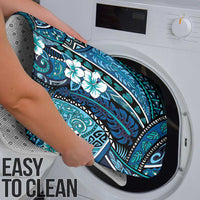 Polynesian Hibiscus Tropical Blue Floral Bathroom Set Tribal Pattern - Polynesian Pride