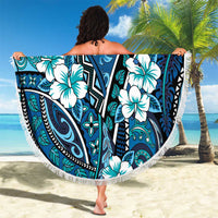 Polynesian Hibiscus Tropical Blue Floral Beach Blanket Tribal Pattern - Polynesian Pride