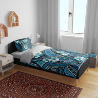 Polynesian Hibiscus Tropical Blue Floral Bedding Set Tribal Pattern - Polynesian Pride