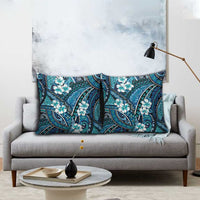 Polynesian Hibiscus Tropical Blue Floral Pillow Cover Tribal Pattern - Polynesian Pride