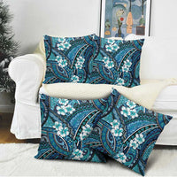 Polynesian Hibiscus Tropical Blue Floral Pillow Cover Tribal Pattern - Polynesian Pride