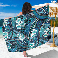 Polynesian Hibiscus Tropical Blue Floral Sarong Tribal Pattern - Polynesian Pride