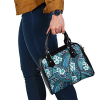 Polynesian Hibiscus Tropical Blue Floral Shoulder Handbag Tribal Pattern - Polynesian Pride