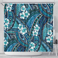 Polynesian Hibiscus Tropical Blue Floral Shower Curtain Tribal Pattern LT01 - Polynesian Pride