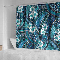 Polynesian Hibiscus Tropical Blue Floral Shower Curtain Tribal Pattern LT01 - Polynesian Pride