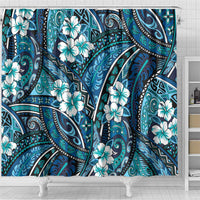 Polynesian Hibiscus Tropical Blue Floral Shower Curtain Tribal Pattern LT01 - Polynesian Pride