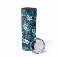Polynesian Hibiscus Tropical Blue Floral Skinny Tumbler Tribal Pattern - Polynesian Pride