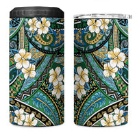 Polynesian Hibiscus Tropical Green Floral 4 in 1 Can Cooler Tumbler Tribal Pattern - Polynesian Pride
