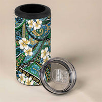 Polynesian Hibiscus Tropical Green Floral 4 in 1 Can Cooler Tumbler Tribal Pattern - Polynesian Pride