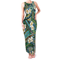 Polynesian Hibiscus Tropical Green Floral Family Matching Tank Maxi Dress and Hawaiian Shirt Tribal Pattern - Polynesian Pride