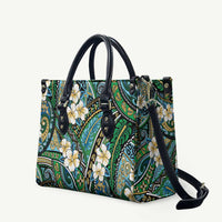 Polynesian Hibiscus Tropical Green Floral Leather Bag Tribal Pattern - Polynesian Pride