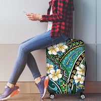 Polynesian Hibiscus Tropical Green Floral Luggage Cover Tribal Pattern - Polynesian Pride
