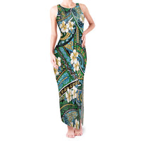 Polynesian Hibiscus Tropical Green Floral Tank Maxi Dress Tribal Pattern - Polynesian Pride