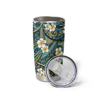 Polynesian Hibiscus Tropical Green Floral Tumbler Cup Tribal Pattern - Polynesian Pride