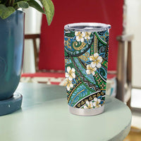Polynesian Hibiscus Tropical Green Floral Tumbler Cup Tribal Pattern - Polynesian Pride