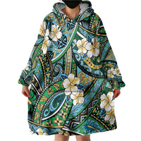 Polynesian Hibiscus Tropical Green Floral Wearable Blanket Hoodie Tribal Pattern LT01 - Polynesian Pride